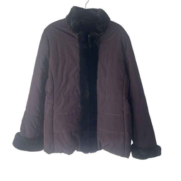 Jones New York Jackets & Blazers - Jones New York Size XL Chocolate Brown Faux‎ Fur Lined Winter Coat